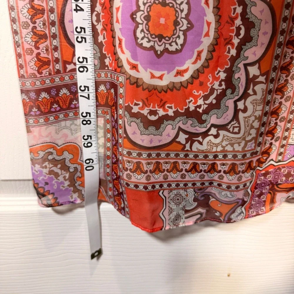 Metaphor Orange Paisley Print Maxi Dress Spaghetti Strap Tie Waist Size 14 - Picture 7 of 8